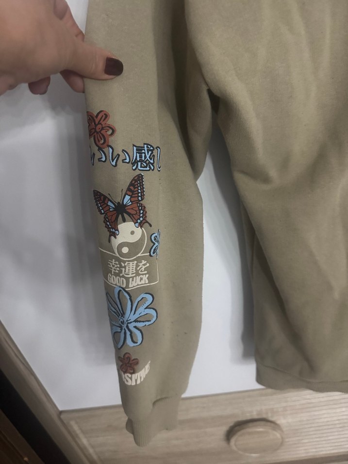 Kadın Kahverengi Kapüşonlu Baskılı Sweatshirt - Görsel 5