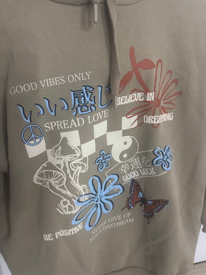 Kadın Kahverengi Kapüşonlu Baskılı Sweatshirt - Görsel 2