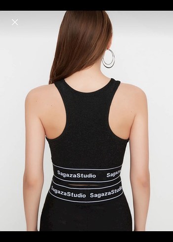 Sagaza Madrid Sagaza Siyah Mini Crop Top