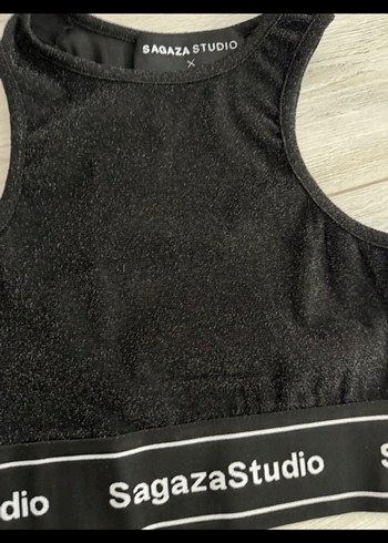 m Beden Sagaza Siyah Mini Crop Top