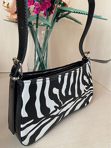 Beden Addax zebra desenli kol çantası