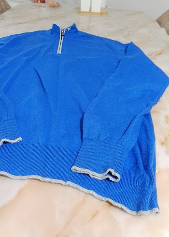 Diğer Mavi Fermuarlı Kadın Sweatshirt