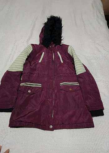 Bordo Uzun Kollu Fermuarlı çocuk Mont