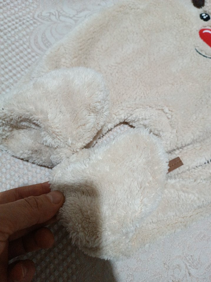 Beyaz Kürklü Erkek Bebek Tulum - Görsel 5