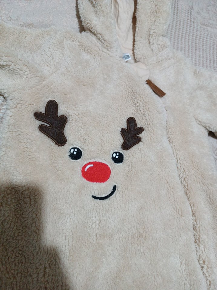 Beyaz Kürklü Erkek Bebek Tulum - Görsel 2