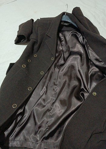 Düğmeli Kahverengi Kaban - Görsel 9