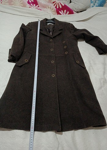 Düğmeli Kahverengi Kaban - Görsel 6