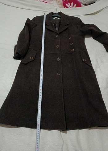 Düğmeli Kahverengi Kaban - Görsel 7