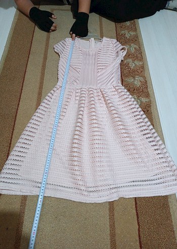 Kız Çocuk Pileli Triko Elbise - Görsel 4