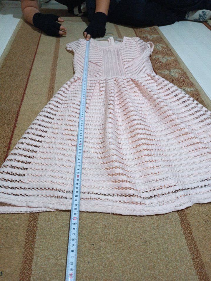 Kız Çocuk Pileli Triko Elbise - Görsel 3