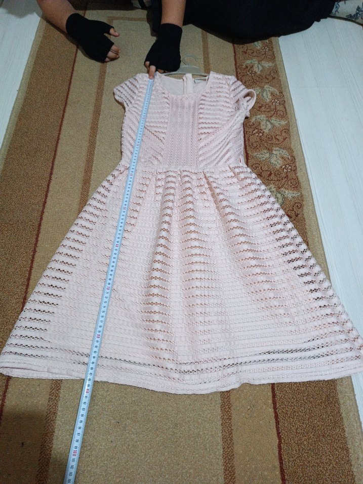 Kız Çocuk Pileli Triko Elbise - Görsel 4