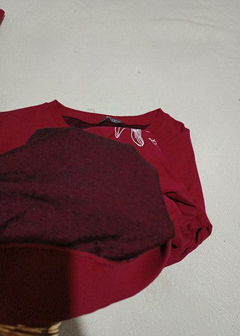 Kırmızı Uzun Kollu Kadın Sweatshirt - Görsel 8