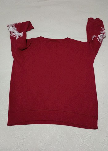 Kırmızı Uzun Kollu Kadın Sweatshirt - Görsel 6