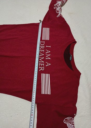 Kırmızı Uzun Kollu Kadın Sweatshirt - Görsel 5