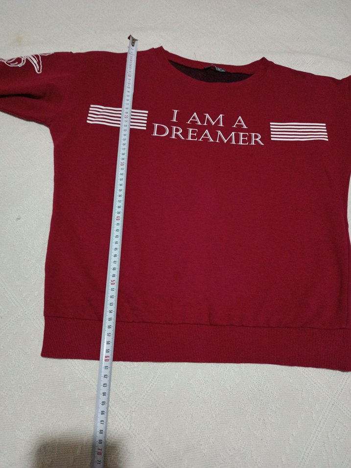 Kırmızı Uzun Kollu Kadın Sweatshirt - Görsel 4