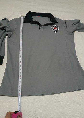 Gri Uzun Kollu Polo Tişört - Görsel 2