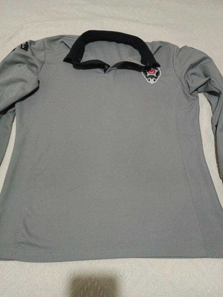 Gri Uzun Kollu Polo Tişört - Görsel 5