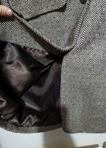 Kahverengi Deri Yaka Düğmeli Midi Kadın Kaban - Görsel 3