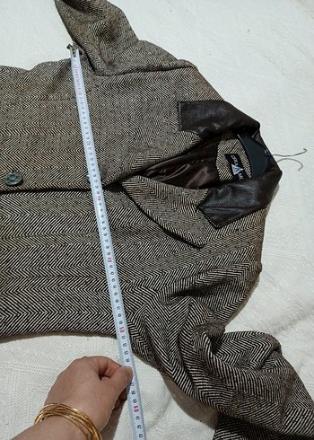 Kahverengi Deri Yaka Düğmeli Midi Kadın Kaban - Görsel 5