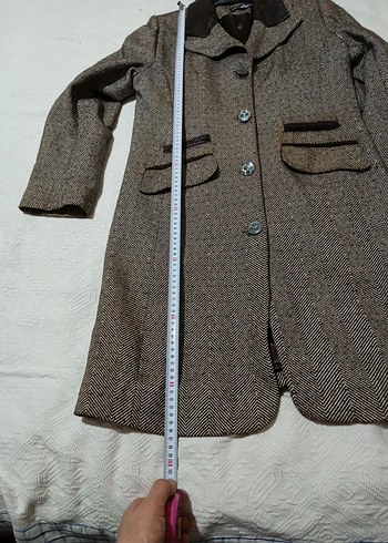 Kahverengi Deri Yaka Düğmeli Midi Kadın Kaban - Görsel 6