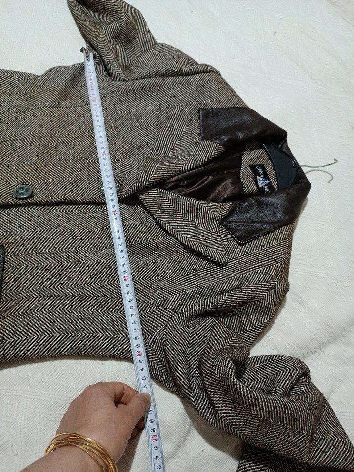 Kahverengi Deri Yaka Düğmeli Midi Kadın Kaban - Görsel 5