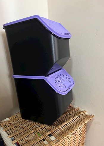  Beden Mor Kapaklı Siyah Plastik Mutfak Kutusu