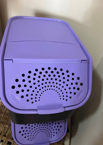 2K Mor Kapaklı Siyah Plastik Mutfak Kutusu