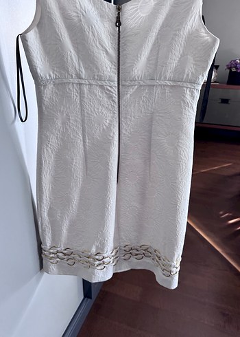 New York laundry Zincir Detaylı Beyaz Mini Elbise