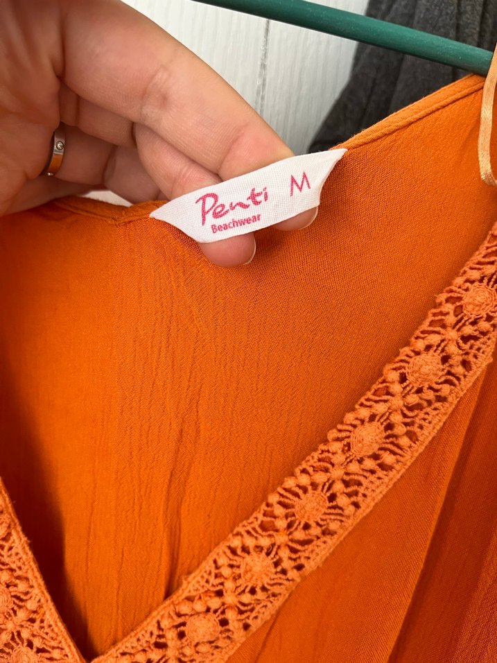 Bohem Tarzı Turuncu Nakışlı Kimono - Görsel 2