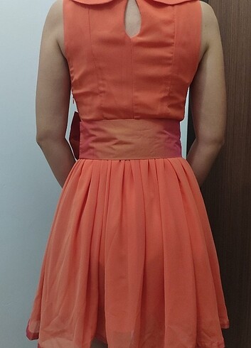 s Beden turuncu Renk Abiyle elbise 