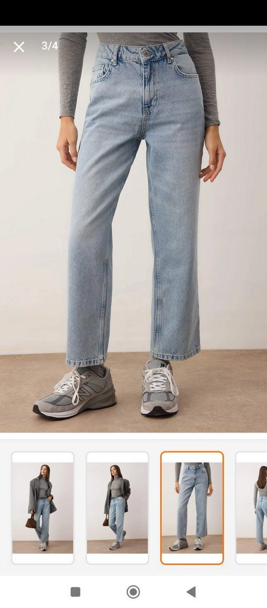 Geniş Kesim Midi Kot Pantolon - Görsel 2