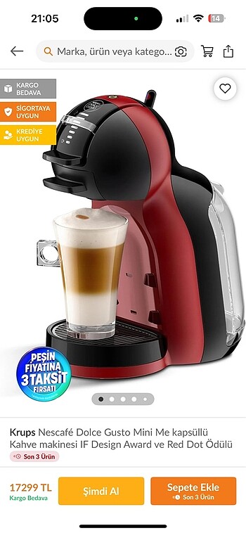 Nescafe dolce gusto mini kapsül kahve makinesi