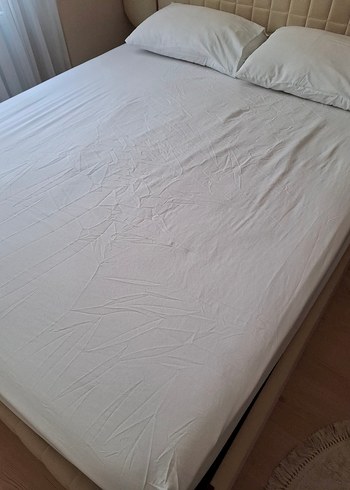 Buz Mavisi Çift Kişilik Lastikli Çarşaf ve Yastık Kılıfı Takımı