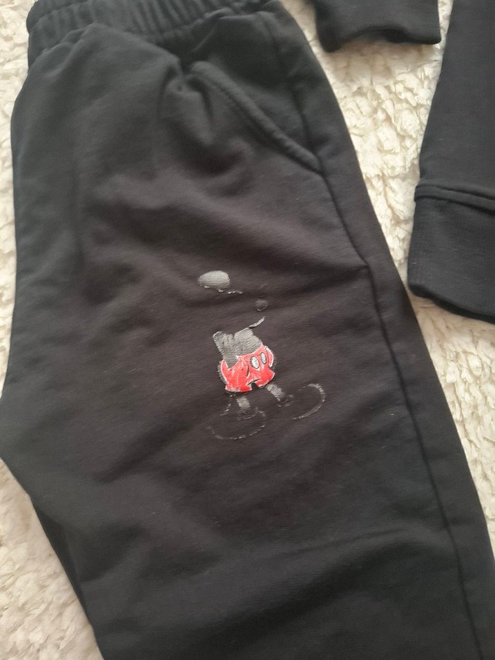 Siyah Mickey Baskılı Erkek Çocuk Eşofman Takımı - Görsel 3