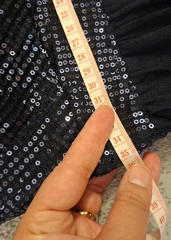 lacivert payetli V yaka sıfır kol Uzun Abiye Elbise - Görsel 6