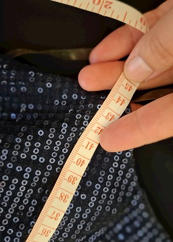 lacivert payetli V yaka sıfır kol Uzun Abiye Elbise - Görsel 5