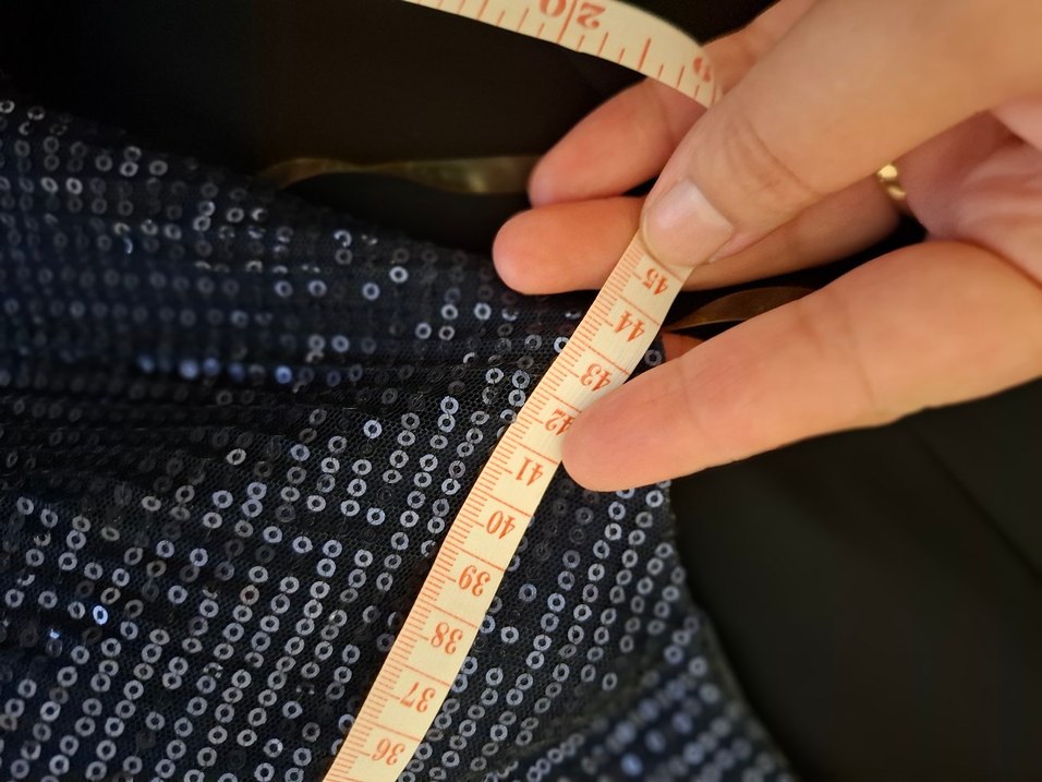 lacivert payetli V yaka sıfır kol Uzun Abiye Elbise - Görsel 5