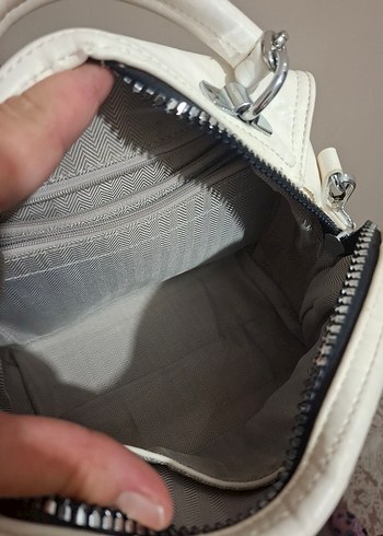 ÇÇS KIRIK BEYAZ Zincir Detaylı Deri Kadın Çanta - Görsel 8