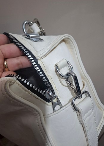 ÇÇS KIRIK BEYAZ Zincir Detaylı Deri Kadın Çanta - Görsel 10