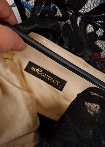 Dantelli Siyah Uzun V Yaka Kadın Abiye Elbise - Görsel 11