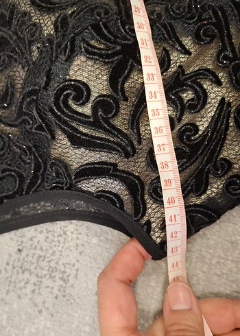 Dantelli Siyah Uzun V Yaka Kadın Abiye Elbise - Görsel 12