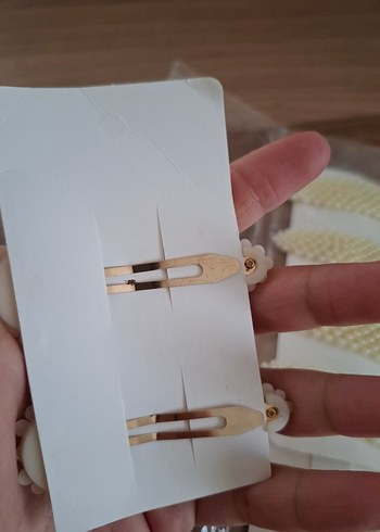 2 li İncili Beyaz Saç Tokası Seti İncili pıt pıt toka seti - Görsel 3