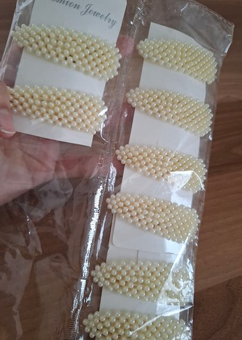 2 li İncili Beyaz Saç Tokası Seti İncili pıt pıt toka seti - Görsel 2