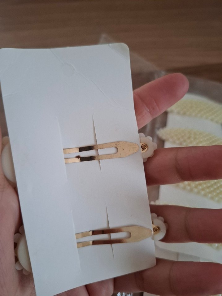 2 li İncili Beyaz Saç Tokası Seti İncili pıt pıt toka seti - Görsel 3