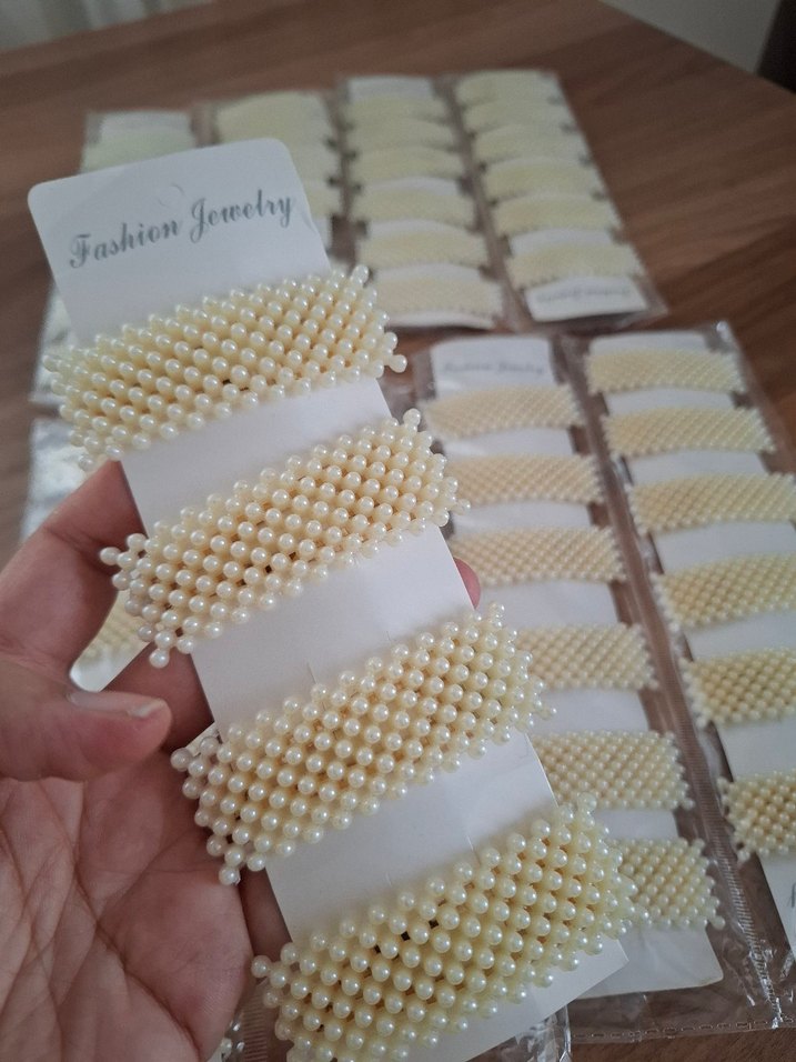 ikili incili dikdörtgen pıt pıt toka seti - Görsel 4