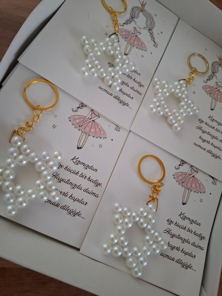 İnci Boncuklu Yıldız Anahtarlık İncili yıldız anahtarlık - Görsel 2