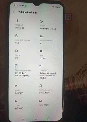 Realme c3i anakart sağlam (ekransız satış) - Görsel 4
