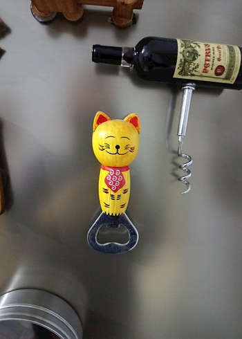 Sarı Renkli Kedi Figürlü Şişe Açacağı - Görsel 2