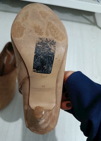 Bej Süet Stiletto Topuklu Kadın Bot - Görsel 5