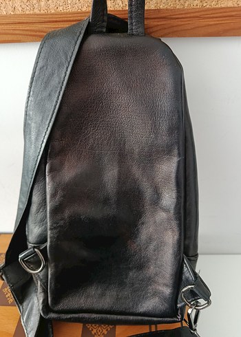 Siyah Deri Kadın Biker Çapraz Çanta - Görsel 4